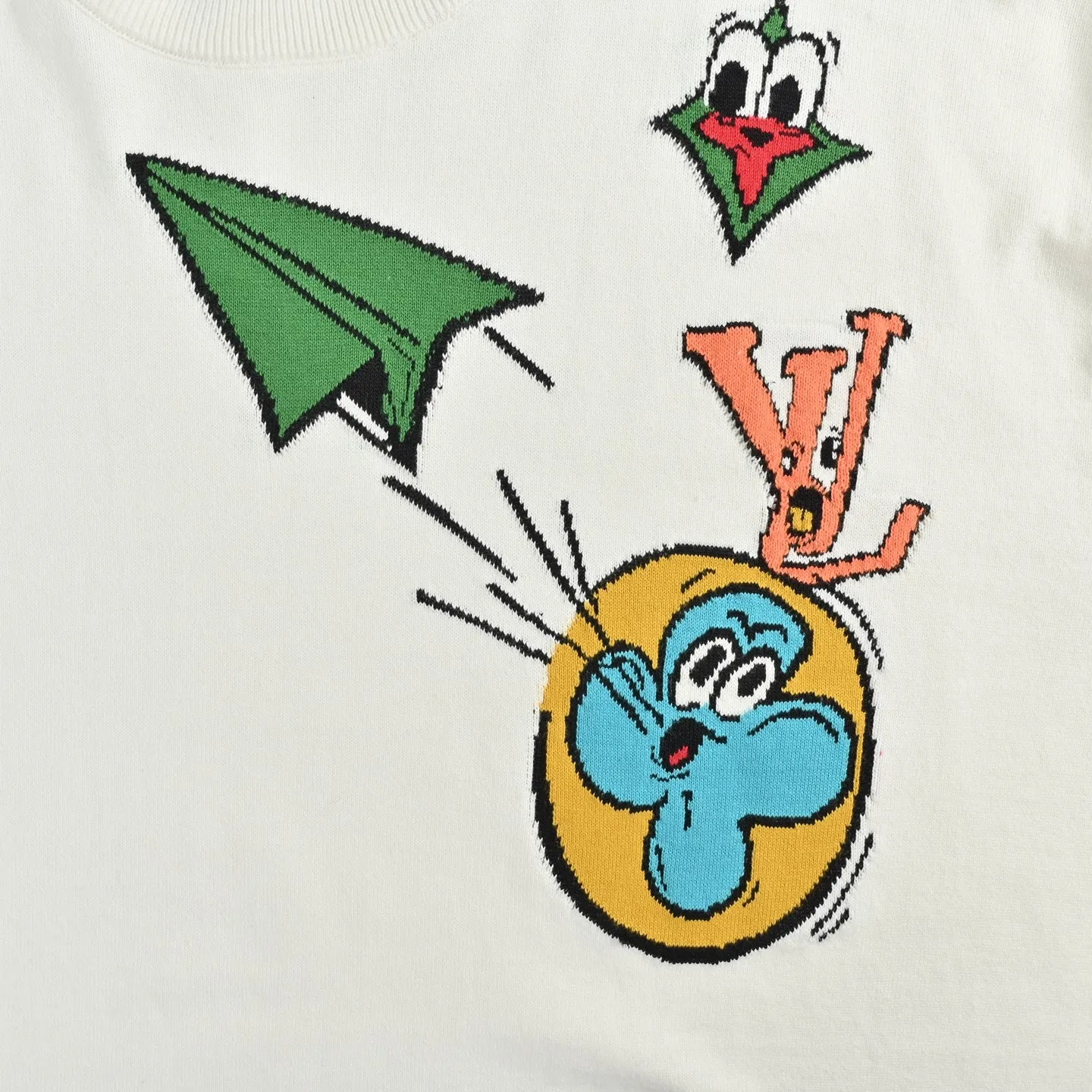 Louis Vuitton/Louis Vuitton cartoon paper airplane jacquard knitted short sleeves